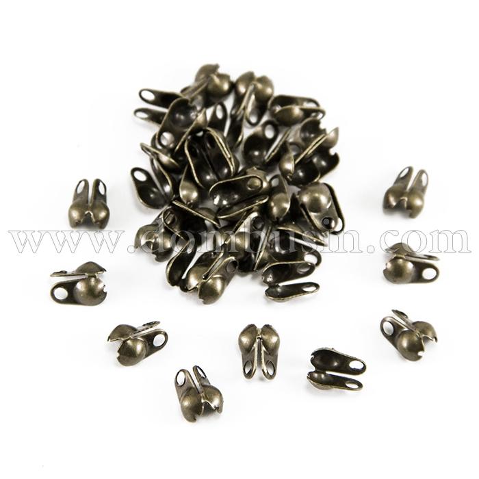 Каллоты из Железа, Зажимы концевики, раковина, Цвет: Бронза, Размер: 4х2мм, Отв. 1мм, Диаметр внутри 1.5мм, около 135шт/5г, (УТ100014861)