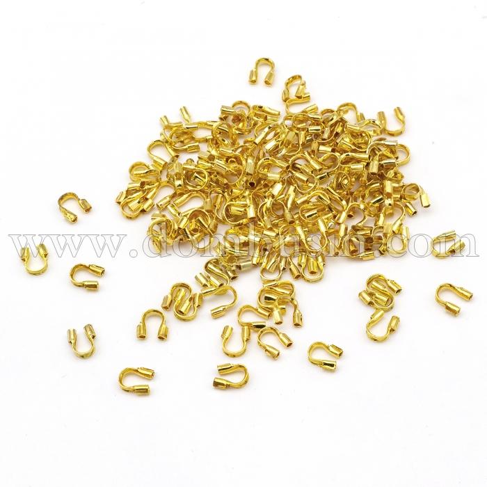 Затискачі Протектор для Дроти, Еко Латунь, Колір: Золото, Розмір: 5х4х1мм, Отв-тя 0.5мм, близько 150шт / 5г, (УТ100014866)