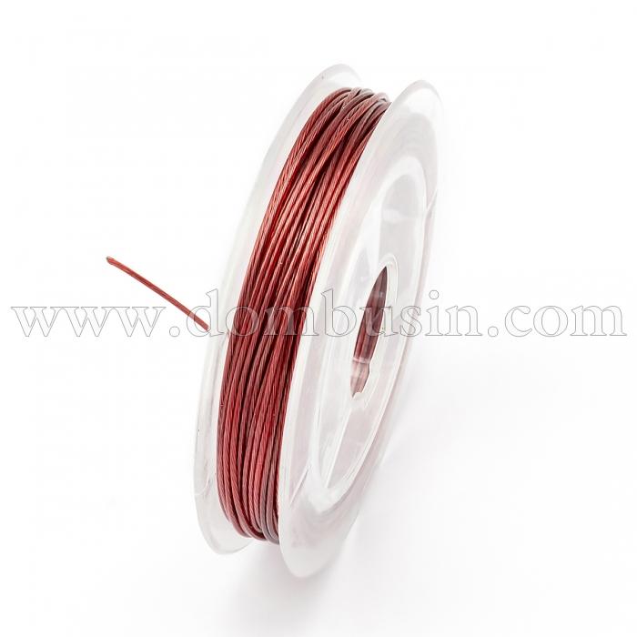 Тросик Ювелирный Сталь 0.6мм/10м, Индийский Красный, 0.6мм, около 10м/катушка, (УТ100014919)