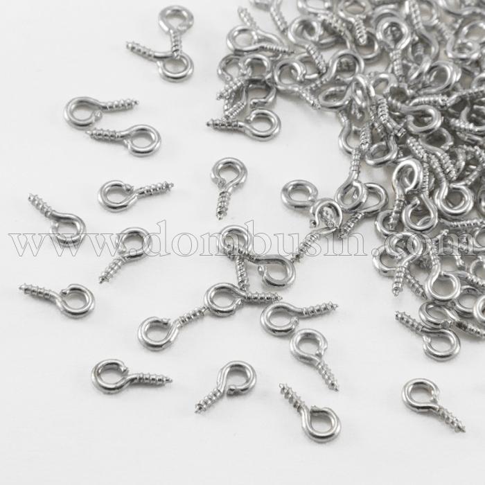 Тримачі Гвинтові Штифти з Петлею, для Бусин з роззявлений, Залізо, Колір: Платина, Розмір: 10х5х1.2мм, Отвір 2.8мм, (БА000001723)