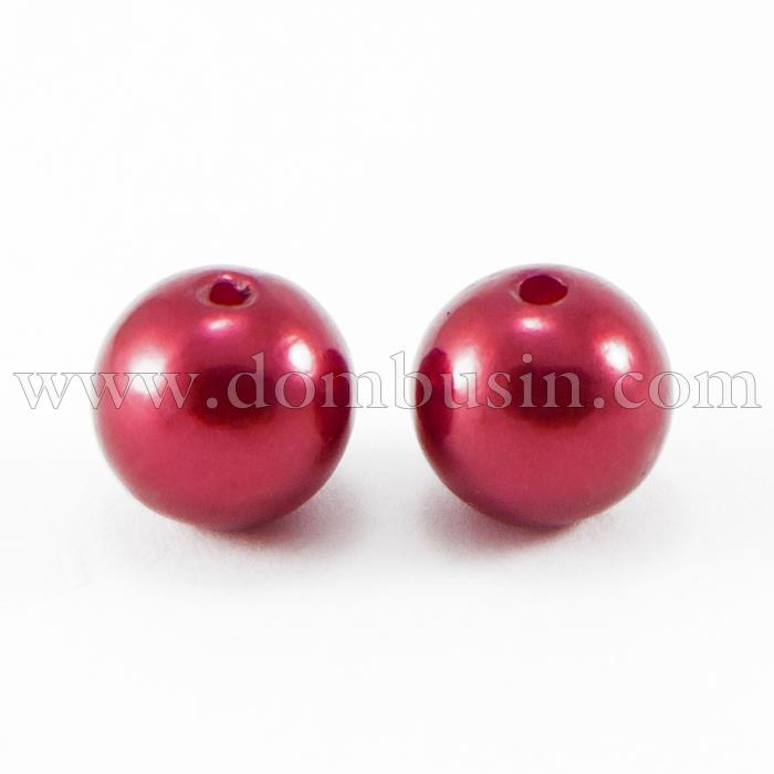Жемчуг Бусины Акриловые, Глянцевые, Круглые, Цвет: Вишневый, Диаметр 10мм, Отв 2мм, около 105шт/50г, (УТ100015298)