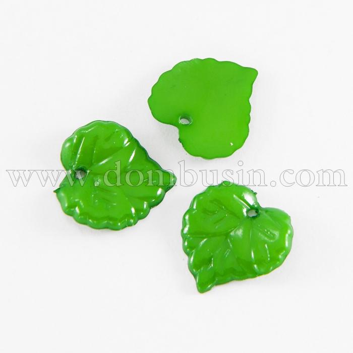 Подвески Акрил Непрозрачные, Лист, Цвет: Зеленый, Размер: 16х2мм, Отверстие: 1мм, около 165шт/50г, (УТ100014287)