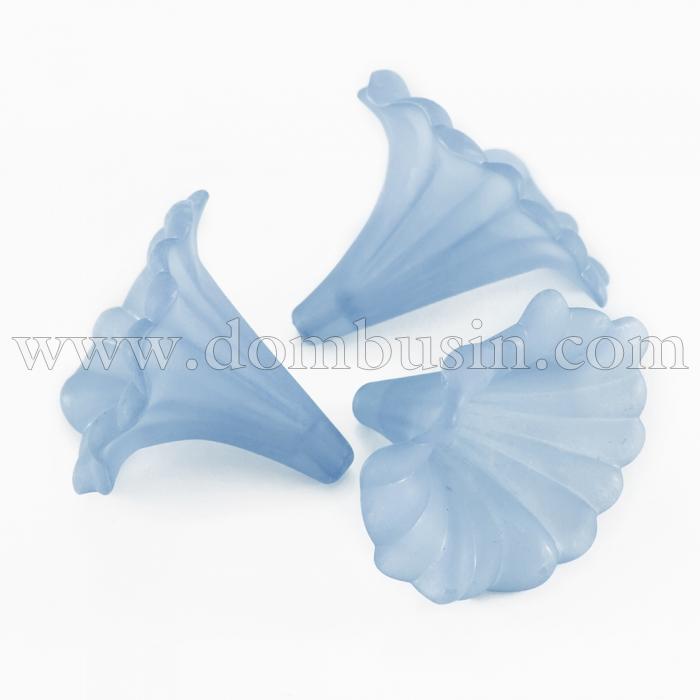 Намистини Акрил Матові, Прозорі, Квітка, Колір: Блакитний, Розмір: 41x35x35мм, Отвір 3мм, (УТ100015485)