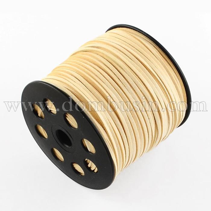 Шнур Замшевый, Цвет: Кремовый, Размер: Ширина 2.7мм, Толщина 1.4мм, (УТ100015770)