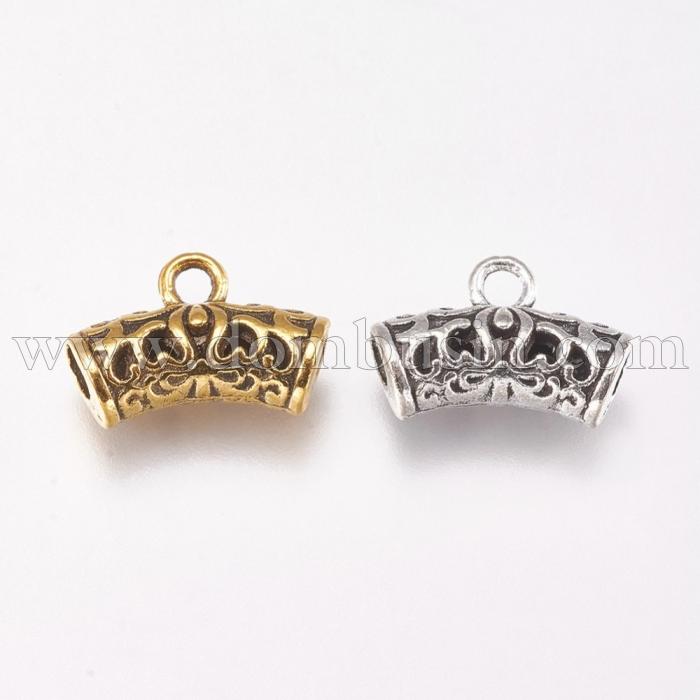 Бейл из Сплава, Изогнутая Трубка, Цвет: Микс, Размер: 9х14х5мм, Отверстие 2мм, (УТ100016478)