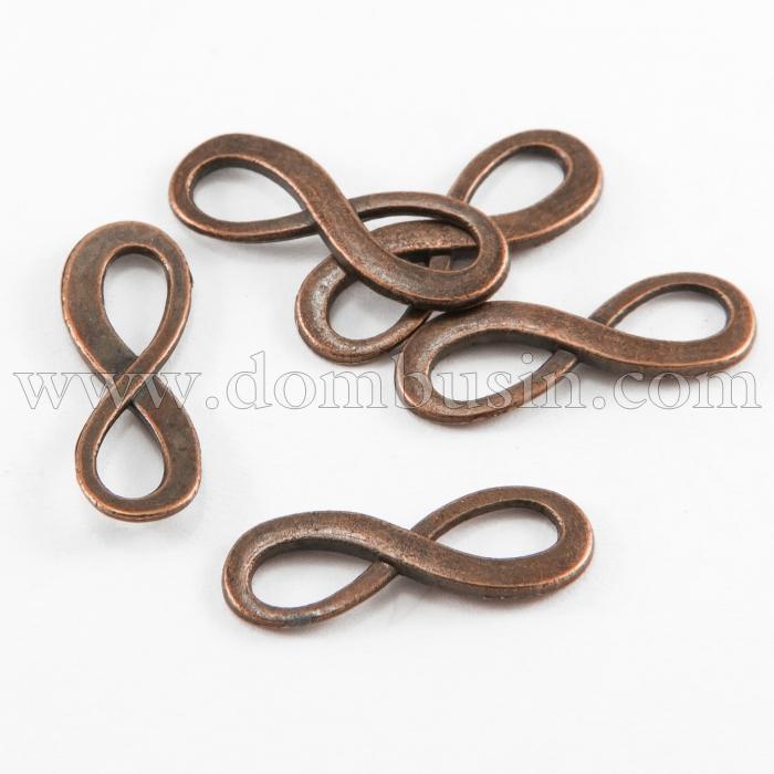 Коннектор Бесконечность Бижутерный сплав, 2 отверстия, Цвет: Медь, Размер: 22.5х8х1мм, Отверстие 4х7мм, (УТ100010605)