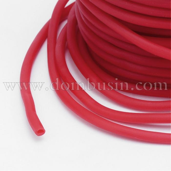 Шнур Гумовий Синтетичний Порожнистий, Колір: Червоний, Розмір: 3мм, Отвір: 1.5мм, (УТ100016761)