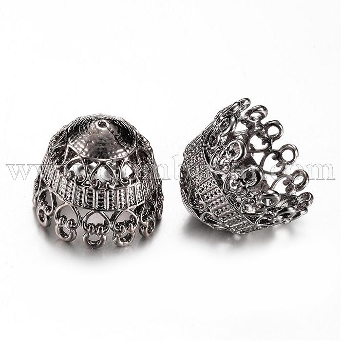 Конус Шапочки для Бусин, Сплав, Цвет: Оружейная Сталь, Размер: 19х23мм, Внутренний Диаметр 20мм, Отверстие 1~2мм, (УТ100016804)