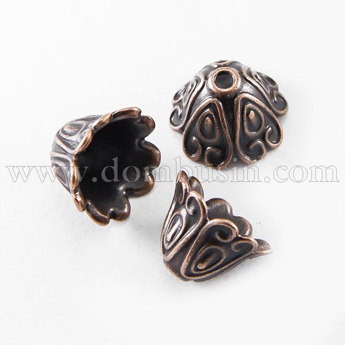 Шапочки для Бусин, Сплав, Конус, Цвет: Медь, Размер: 15х11мм, Внутренний Диаметр 11.5мм, Отверстие 2мм, (УТ100016827)