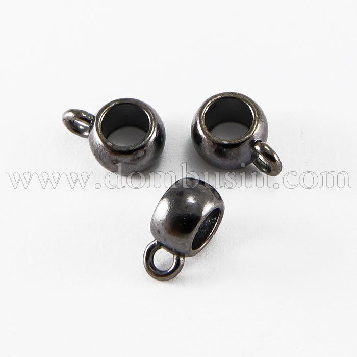 Бейл из Сплава, Рондель, Цвет: Оружейная Сталь, Размер: 8х5мм, Внутренний Диаметр 5мм, Отверстие 2мм,(УТ100016896)