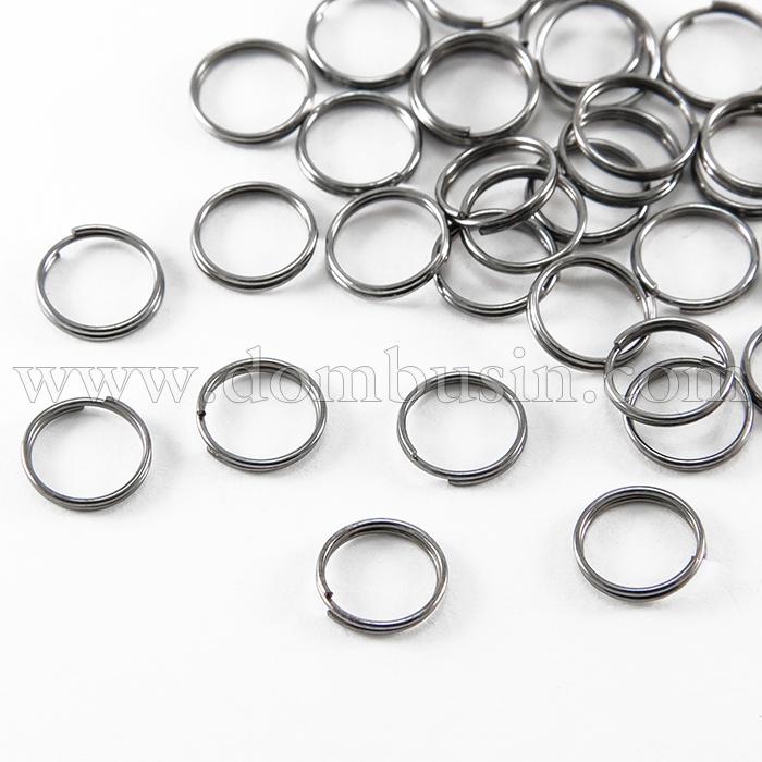 Колечка Подвійні, Залізні, Колір: Збройна Сталь, Розмір: Діаметр 10мм, Товщина 1.4мм, близько 200шт / 50г, (УТ100017050)