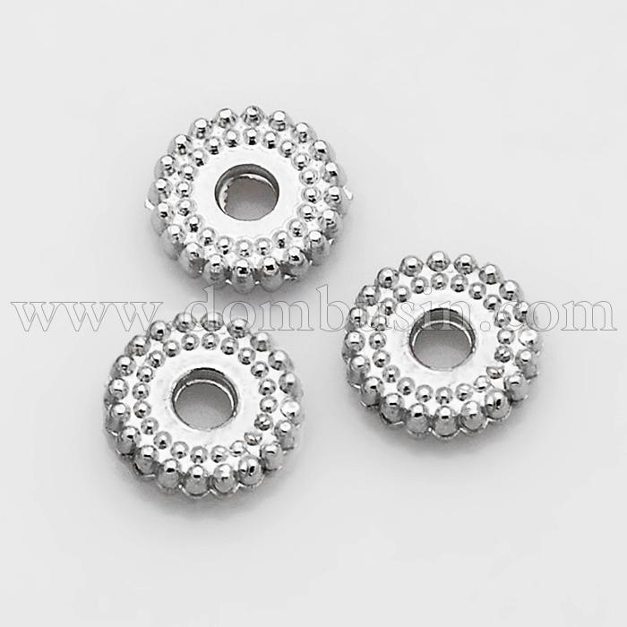 Намистини-Роздільники з Металу, Круглі Плоскі, Колір: Платина, Розмір: 7х2мм, Отвір 1.5мм, (УТ100017074)