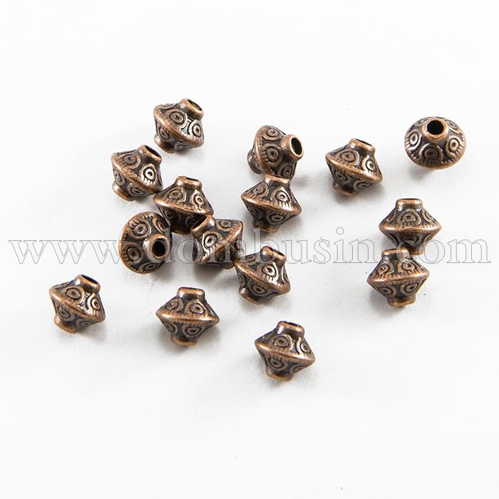 Бусины-Разделители, Бижутерный Сплав, Биконус, Цвет: Медь, Размер: 6.5х6.5мм, Отверстие 1мм, (УТ100017080)