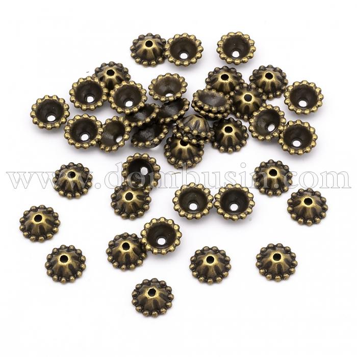 Шапочки для Бусин з Металу, Квітка, Колір: Бронза, Розмір 8х3мм, Отвір 1мм, (УТ100017197)