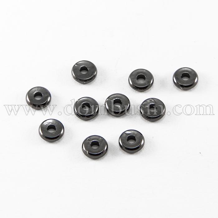 Бусины-Разделители, Латунь, Диск, Цвет: Оружейная Сталь, Размер: Диаметр 6мм, Толщина 1.2мм, Отверстие 1.8мм, (УТ100017227)