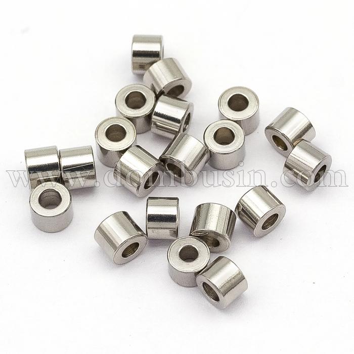 Намистини-роздільники, Нержавіюча Сталь, Колонка, Розмір: 2х3мм, Отвір 1.5мм, (УТ100017237)