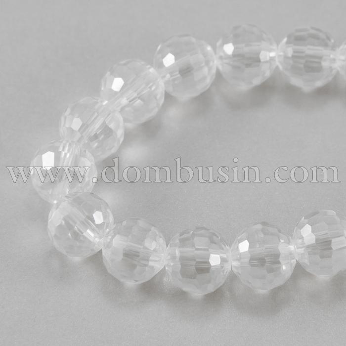 Бусины Стекло с Гальваникой, Граненые, АВ-цвет, Круглые, Цвет: Бесцветный, Диаметр 10мм, Отверстие 1мм, около 72шт/72см/нить, (УТ100017354)