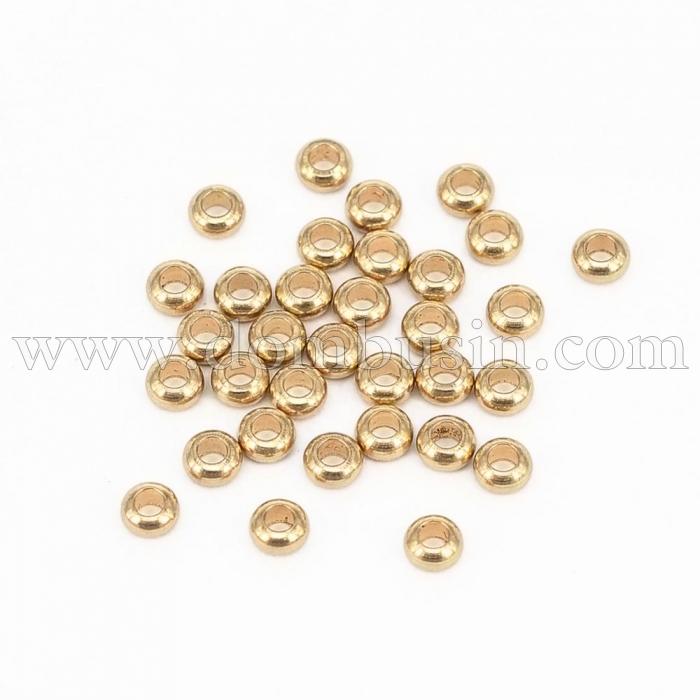 Бусины-разделители, Нержавеющая Сталь, Рондель, Цвет: Золото, Размер: 3х1.2мм, Отверстие 1.5мм, (УТ100017381)