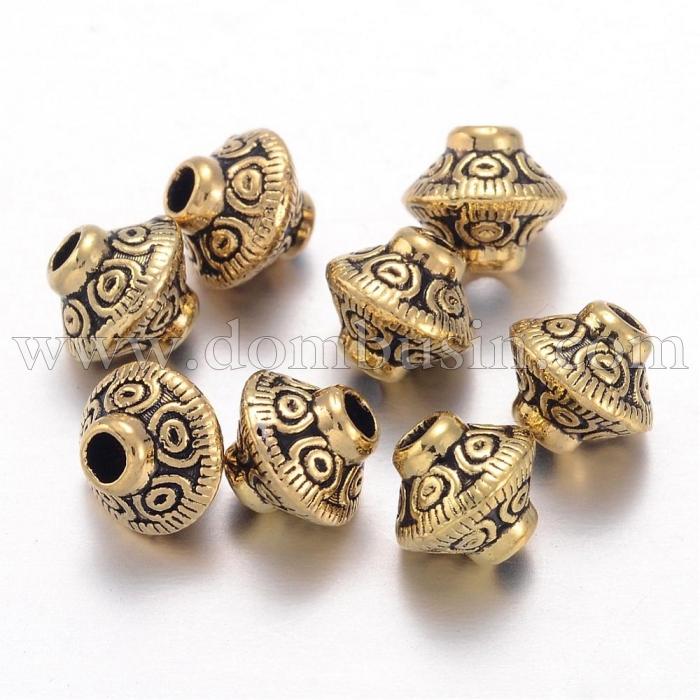 Бусины-Разделители, Бижутерный Сплав, Биконус, Цвет: Античное Золото, Размер: 6.5х6.5мм, Отверстие 1мм, (УТ100017389)