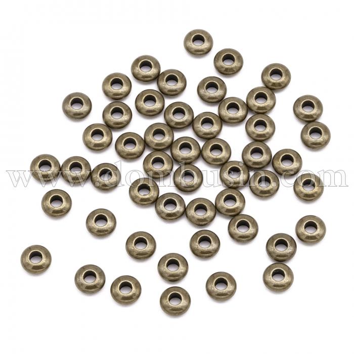 Бусины-Разделители, Латунь, Рондель, Бронза, 5х2мм, Отверстие 1.5-2мм, (УТ100017392)