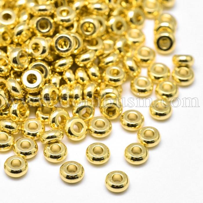Намистини-Роздільники, Латунь, Диск, Колір: Золото, Розмір: Діаметр 6мм, Товщина 1.2мм, Отвір 1.8мм, (УТ100017406)