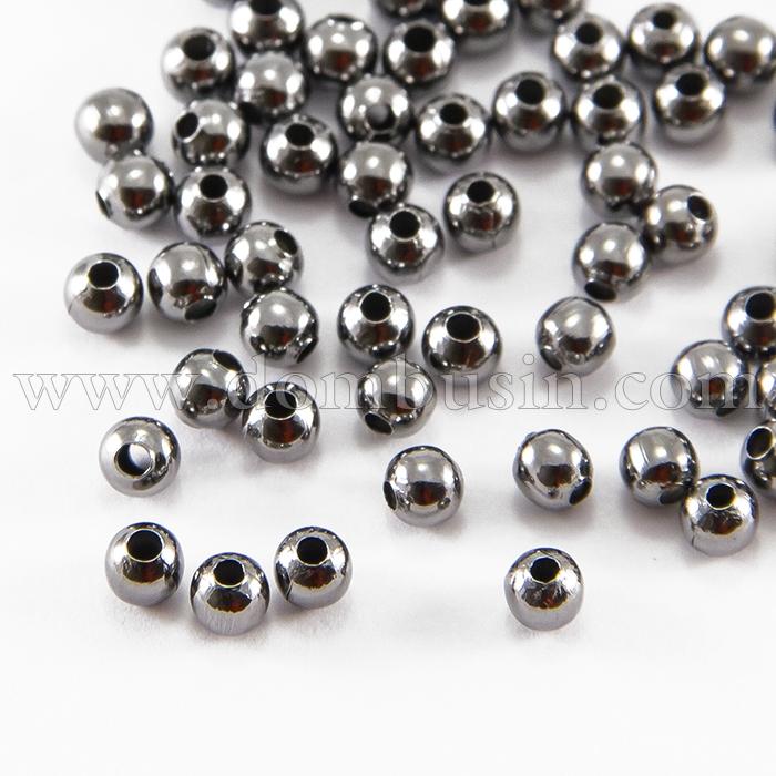 Бусины-Разделители, Железо, Круглые, Цвет: Оружейная Сталь, Размер: 3.2х3мм, Отверстие 1мм, 50г/около 1000шт, (УТ100017413)