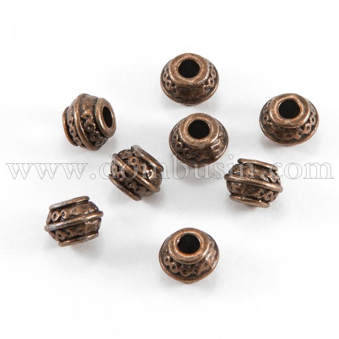 Бусины-Разделители, Бижутерный Сплав, Рондель, Цвет: Медь, Размер: 9х7мм, Отверстие 3.5мм, (УТ100017415)