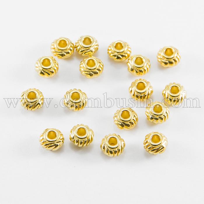 Бусины-Разделители Бижутерный Сплав, Рондель, Цвет: Золото, Размер: 6х4мм, Отверстие 2мм, (УТ100017431)