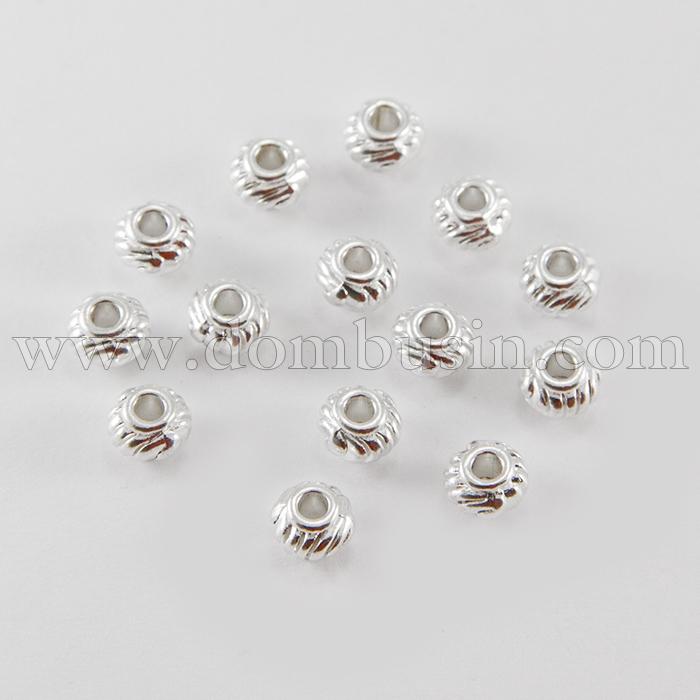 Бусины-Разделители Бижутерный Сплав, Рондель, Цвет: Серебро, Размер: 6х4мм, Отверстие 2мм, (УТ100017432)