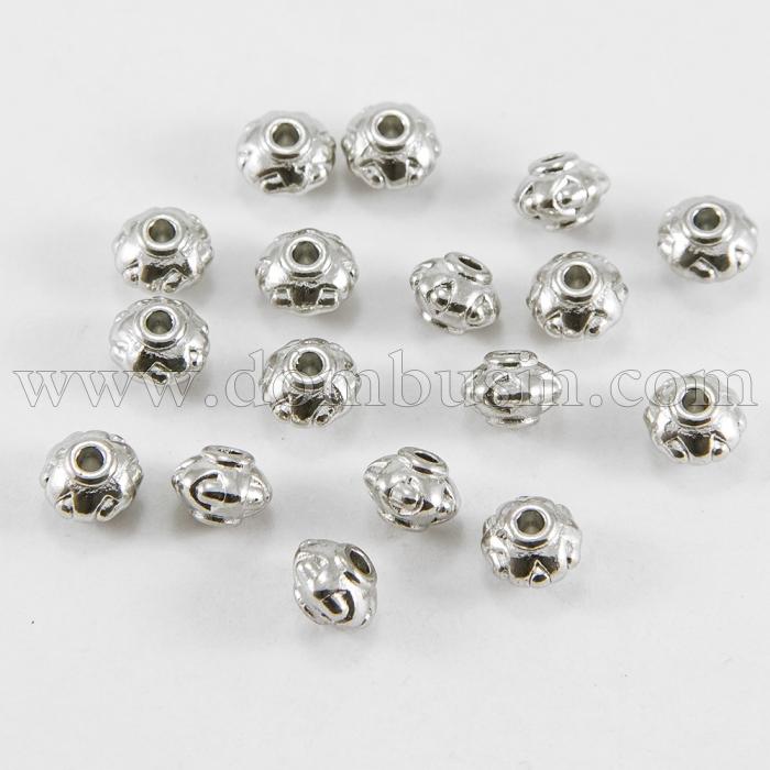 Бусины-Разделители Бижутерный Сплав, Рондель, Цвет: Платина, Размер: 7х5мм, Отверстие 2мм, (УТ100017434)