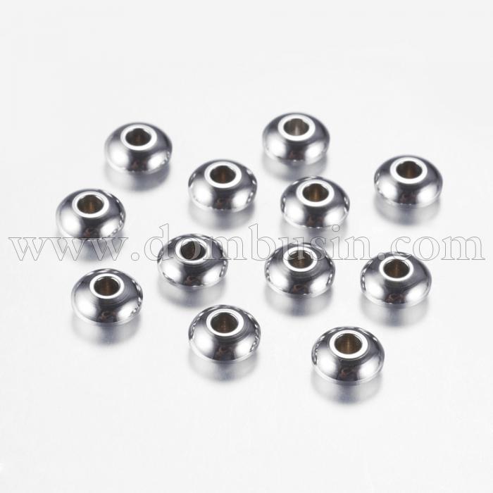 Бусины-разделители, Нержавеющая Сталь, Рондель, Размер: 6х3мм, Отверстие 2мм, (УТ100017441)