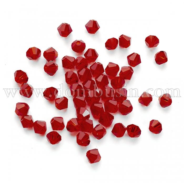 Намистини Австрійський Кришталь, Огранка 5301, Імітація, Скло, Біконус, Колір: Темно-червоний, Розмір: 4.5х4мм, Отв-тя: 1мм, (УТ100017642)