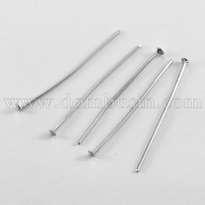 Пины Гвоздики, Плоская Шляпка, Нержавеющая Сталь, Размер: 40х0.7мм, (УТ100017699)