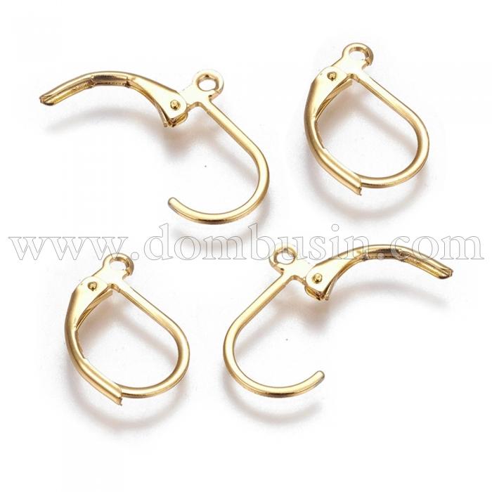 Швензы Нержавеющая Сталь c Петелькой, Английская застежка, Покрытие Золото 18К, 16x10x1.7мм, Пин 0.8 мм, Отверстие 1,4мм, (УТ100017767)