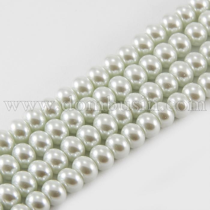 Жемчуг Бусины Стекло, Рондель, Глянец, Окрашены Экокраской, Цвет: Белый, Диаметр: 5мм, Толщина: 3мм, Отверстие: 1мм, около 120шт/36см/нить, (УТ100017846)