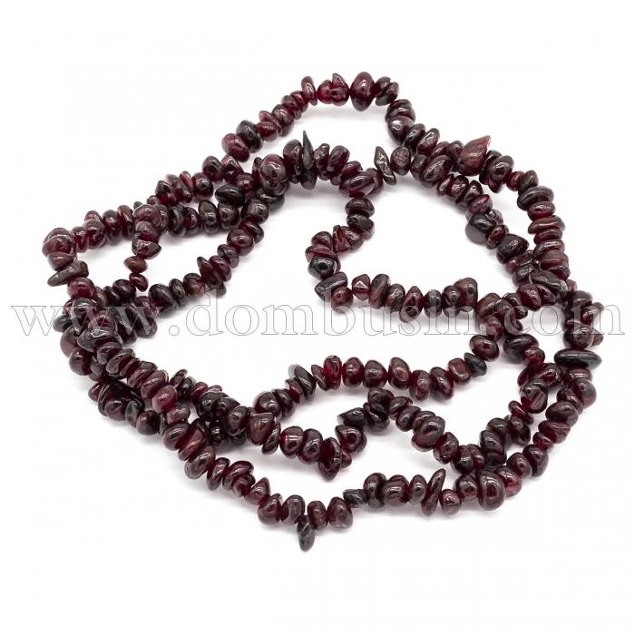 Бусины Натуральный Гранат, на нитях, Крошка, Размер: 5-7мм, Отверстие: 0.8мм, около 38см/нить, (УТ100017963)