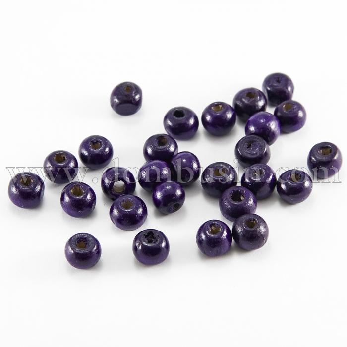 Намистини Дерево Пофарбовані, Круглі, Колір: Індиго, Діаметр: 8x7мм, Отвір: 3 мм, ок. 300шт / 50г, (УТ100018002)