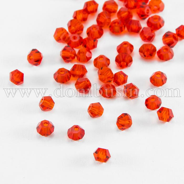 Бусины Австрийский Хрусталь, Огранка 5301, Имитация, Стекло, Биконус, Цвет: Красный, Размер: 4.5х4мм, Отв-тие: 1мм, (УТ100018137)
