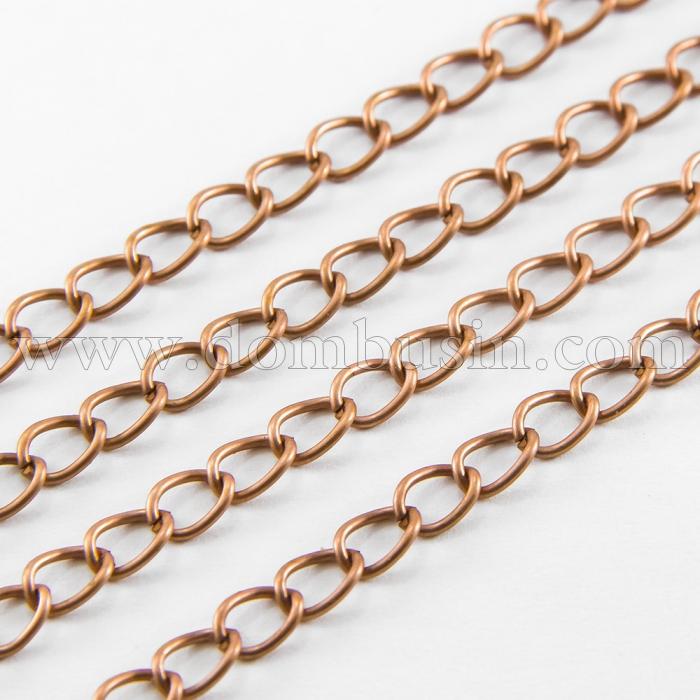 Ланцюг Вітое Плетіння, Залізо, Колір: Мідь, Ланка: 6.5х4.5мм, Товщина 0.8мм, (УТ100018154)