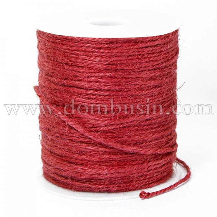 Мотузка Декоративна, Джутовий Прядив'яний Шнур, Колір: Темно-червоний, Розмір: 2 мм, (УТ100018167)