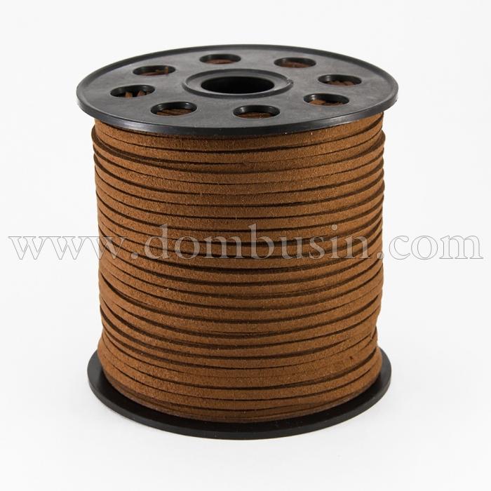 Шнур Замшевый, Цвет: Коричневый, Размер: Ширина 2.7мм, Толщина 1.4мм, (УТ100018303)