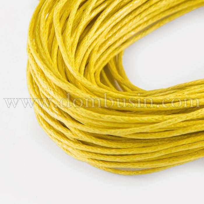 Шнур Вощеный Хлопковый, Цвет: Желтый, Размер: Толщина 0.7мм, 60-65м/связка, (УТ100018306)