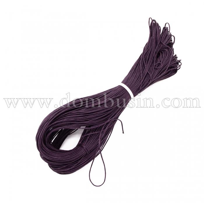 Шнур Вощеный Хлопковый для плетения, Макраме и бижутерии, Темно-фиолетовый, 0.7мм, около 60-65м/связка, (УТ100018320)