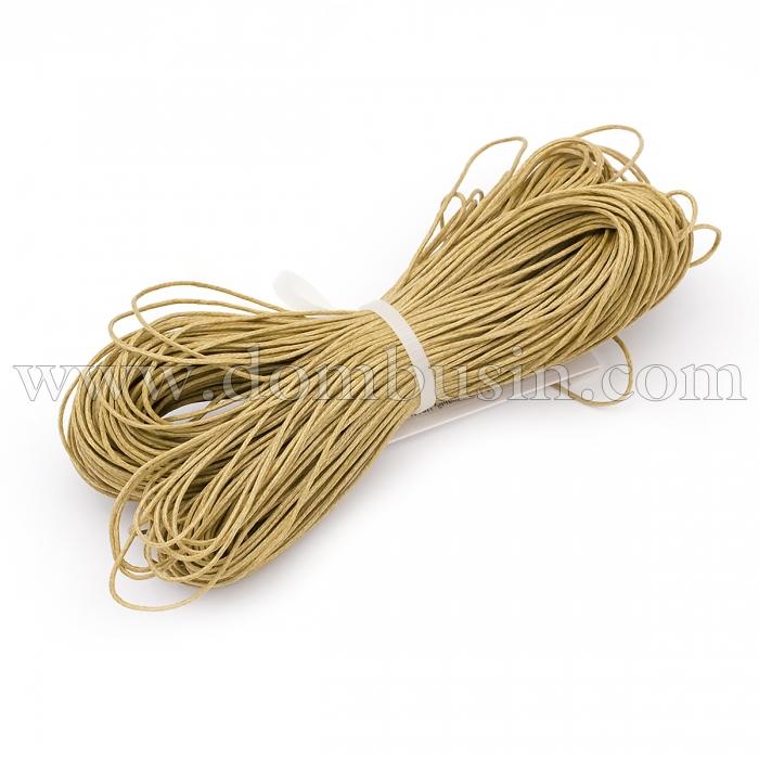 Шнур Вощеный Хлопковый для плетения, Макраме и бижутерии, Темно-бежевый, 0.7мм, около 60-65м/связка, (УТ100018324)