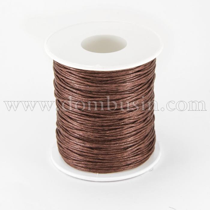 Шнур Вощеный Хлопковый для плетения, Макраме и бижутерии, Шоколадный, 1мм, (УТ100018370)