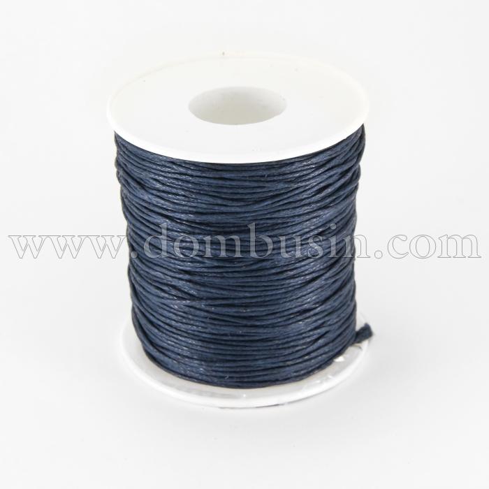 Шнур Вощений Бавовняний для плетіння, Макраме та біжутерії, Берлінська Лазур, 1мм, (УТ100018371)