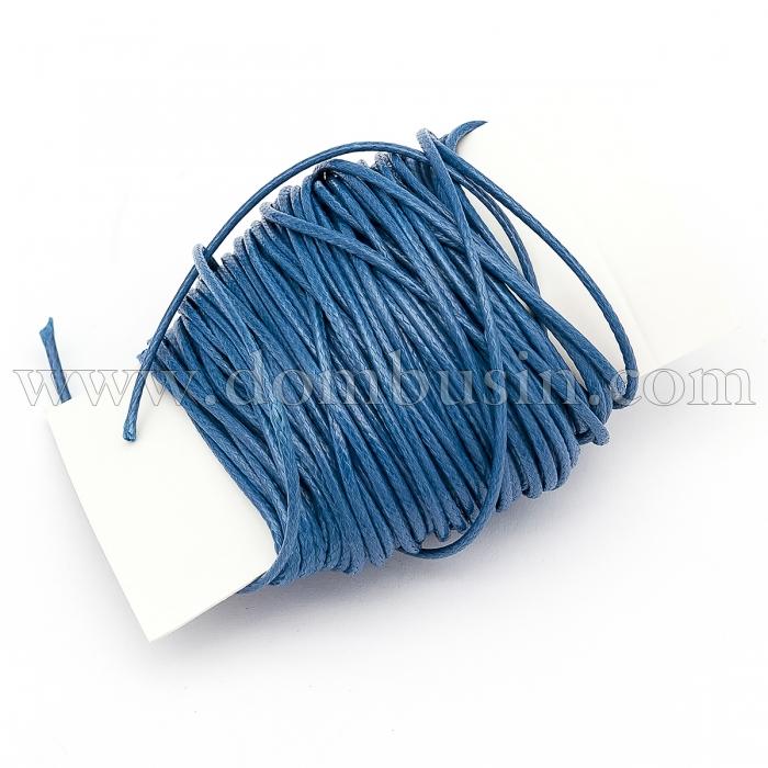 Шнур Корея Вощеный Полиэстер для плетения, Макраме и бижутерии, Темно-голубой, 1мм, (УТ100018480)