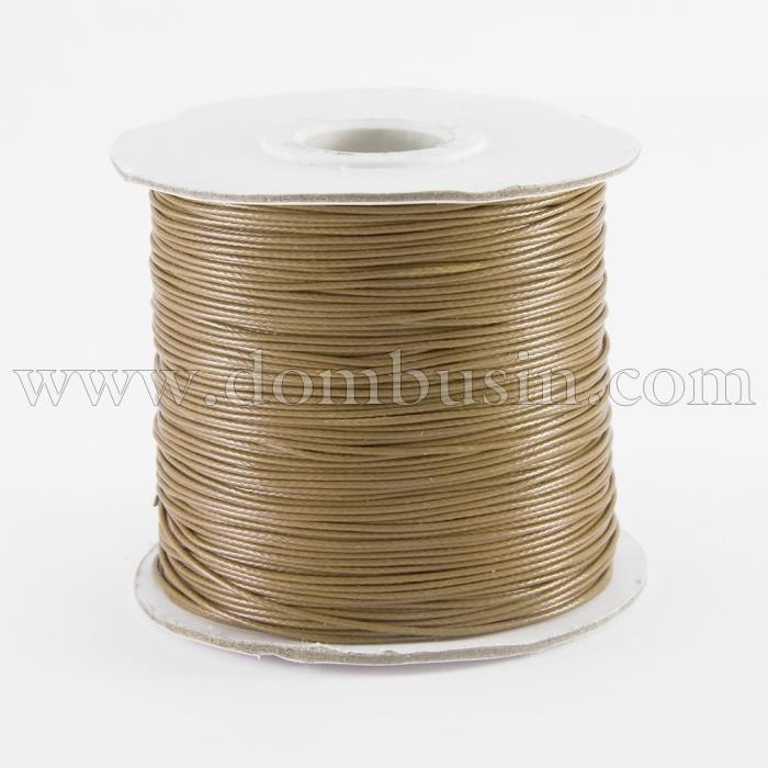 Шнур Корея Вощеный Полиэстер для плетения, Макраме и бижутерии, Темно-бежевый, 1мм, (УТ100018481)