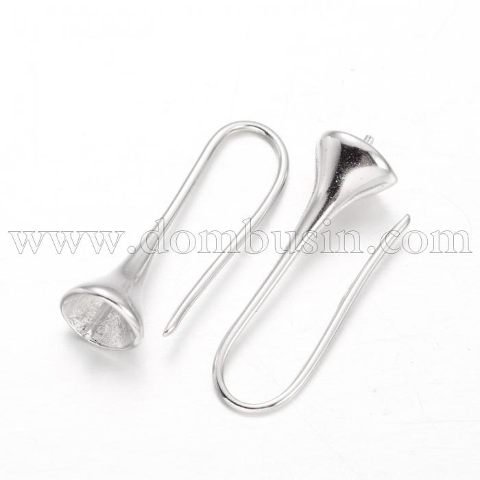 Швензи Гачок під намистину з Напівотвором, Латунь, Колір: Срібло, Розмір: 26х7мм, Отвір 5мм, Пін 1мм, (УТ100018661)