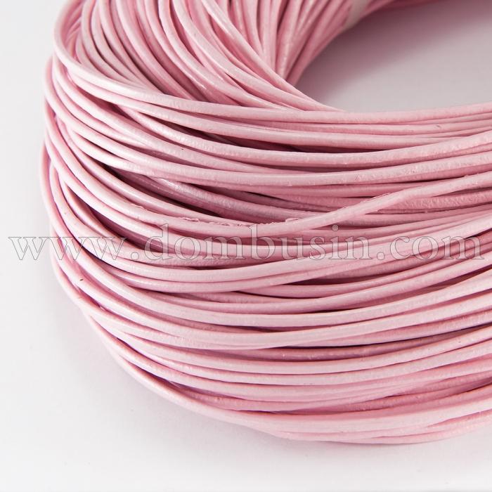 Шнур Натуральна Шкіра, Колір: Рожевий, Розмір: 1мм, (УТ100018546)